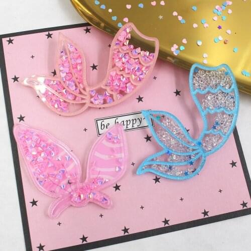 201317,1 pcs DIY Jewelry Accessories Quicksand Mermaid tail and bow Suitable for Epoxy Phone Case Notebook Bag Accessories