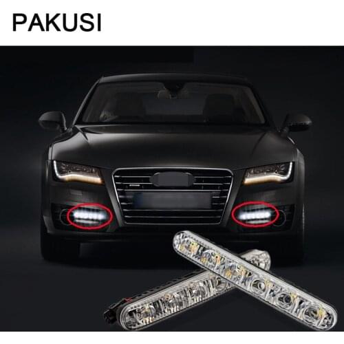PAKUSI 1Pair Car LED DRL Lights 12V 6LED fog lamp with yellow turn signal For Audi a3 a6 VW Lada Opel Volvo Ford KIA accessories