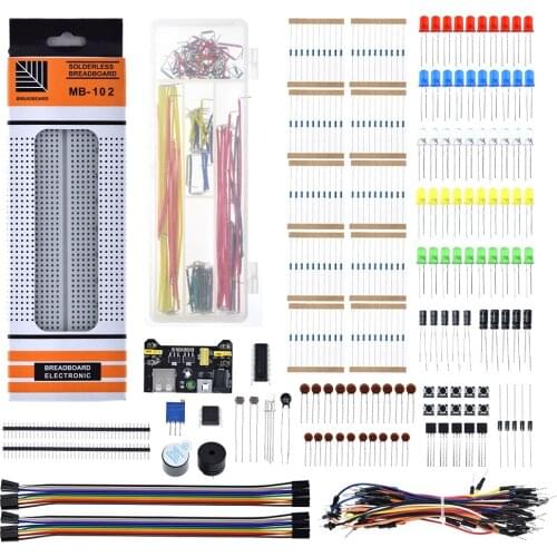 Electronics Component Basic Starter For Arduino Kit With 830 Tie-points Breadboard Cable Resistor Capacitor LED Potentiometer