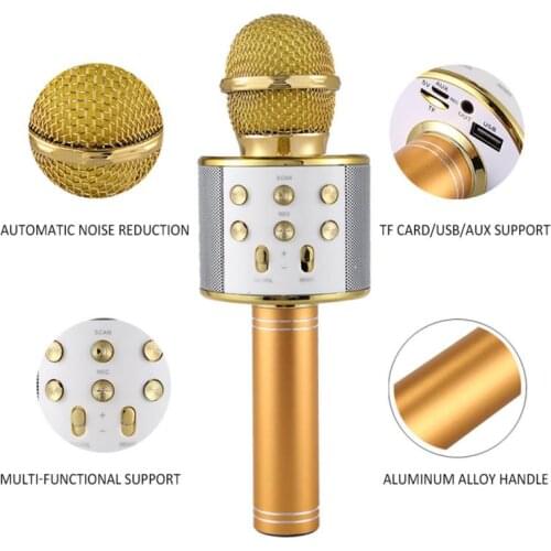 Bluetooth Wireless Microphone Home Karaoke Microphones Speaker Handheld Music Player noise reduction Singing Recorder KTV
