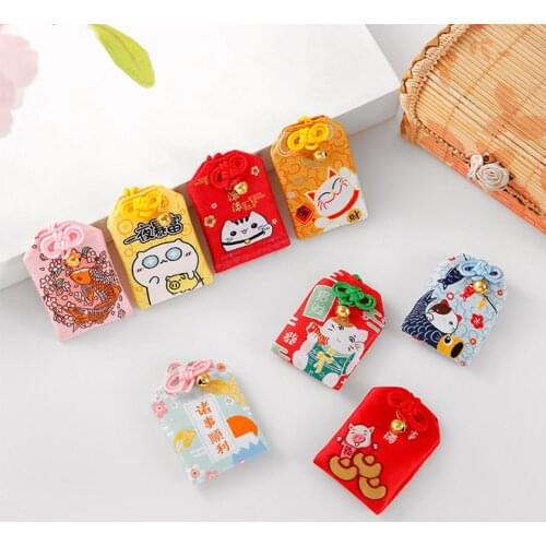 Japanese Embroidered bless bag Keychain Omamori Pray Love Health Safe Study Wealth Pray Bag Car Decor Guard Talisman Key Chains