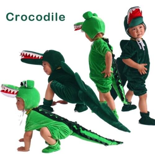 Crocodile Jumpsuit Baby Kids Adults Cosplay Costume For Halloween Christmas Role Play Performance Clothing Family Matching