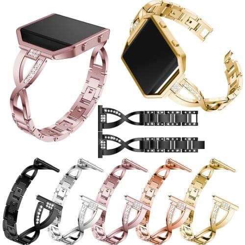 For Fitbit Blaze fashion X-shape Diamond Alloy no table frame for Fitbit Blaze Smart watch frontier/Classic Replacement Bracelet