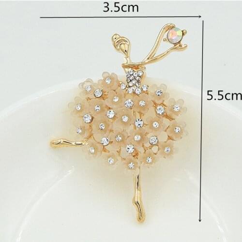 Elegant Ballet Girl Brooch Mixed Color Crystal Girl Brooch Collar Clothing Decoration Accessories Fashion Temperament Accessorie