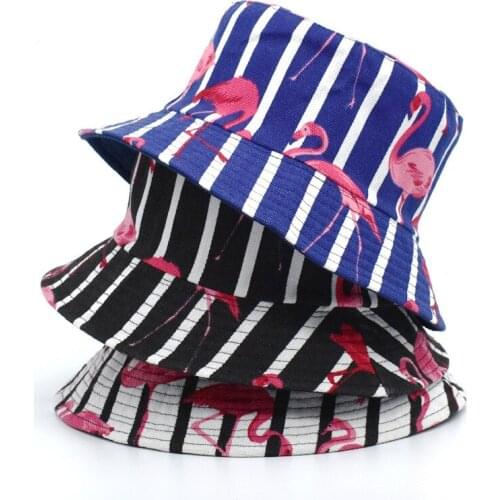 Cotton Vintage Flamingo Hats Girls Animal Bucket Hat Men Women Fisherman Caps Peculiar Sun Hat Lady Travel Gorras Hip Hop Caps