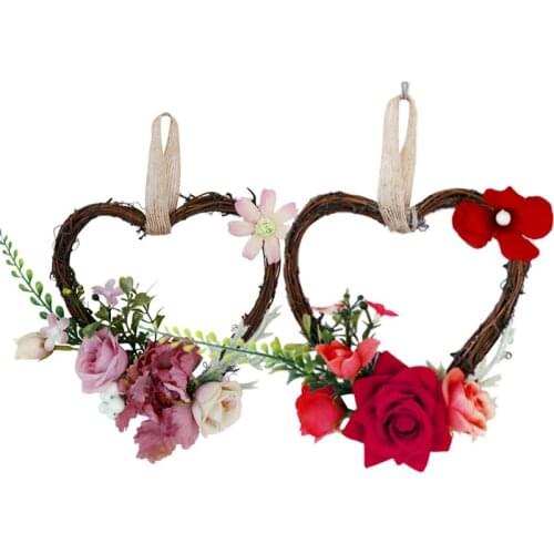 Artificial Wreath Flower Door Wreath with Green Leaves Wreath for Front Door Decor Wedding Wall Home Decoration