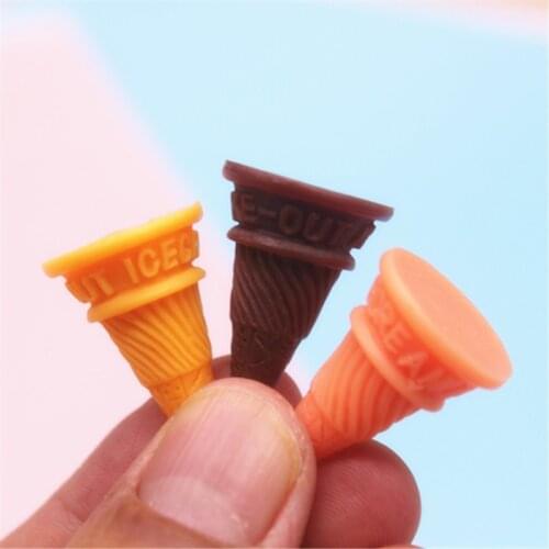 10pcs Cute 3D Resin Ice Cream Cone Base Simulation Miniature Food Art Flatback Cabochon DIY Craft Decoration,19*29mm