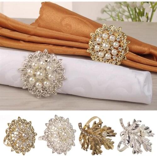 Napkin Ring Rhinestone Stainless Steel Napkin Wrap Wedding Decor for Banquet