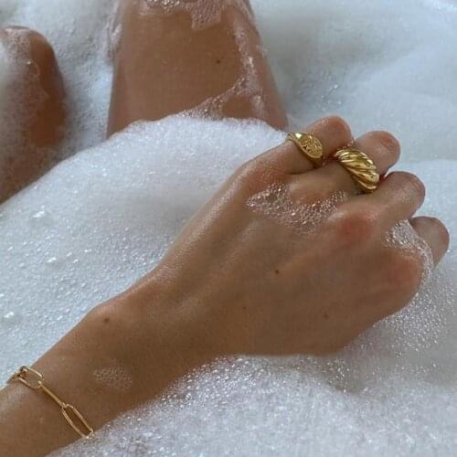 Gold Silver Color Twisted Croissants Rings Threads Geometric Ying Yang Rings for Women Minimalist Chunky Rings Vintage Jewelry