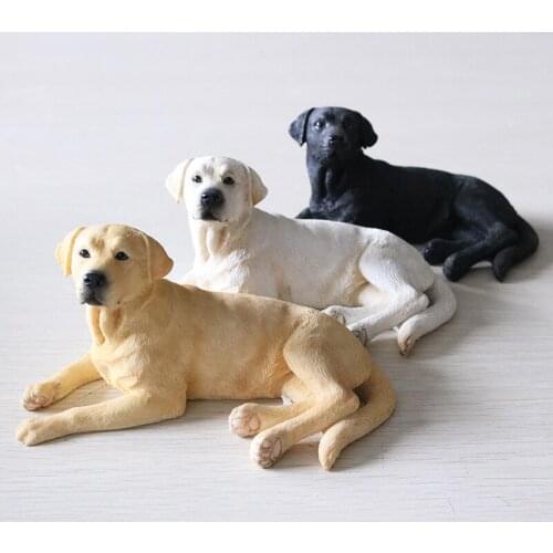 Labrador Dog Simulated Animal Model Collection Vehicle Handicrafts Figurines Miniatures Home Murals Decoration Craft Accessories