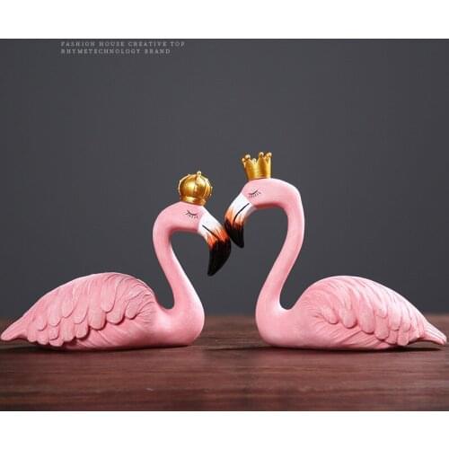 King and queen ins creative home resin flamingo furnishings living room TV cabinet couple furnishings