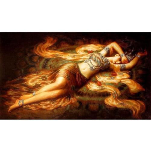 Nice Oil painting Gansu Dunhuang murals Chinese ancient beauty girl canvas 36"