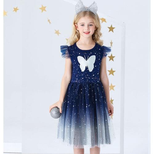Baby Girl Summer Dress Flying Sleeve Birthday Party Dress for Girls Princess Costume Butterfly Dress kids Girls Casual Wear 3-8Y