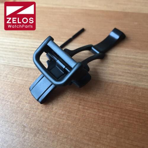 20mm matte black PVD push-button deployment watch buckle/clasp for PAM Panerai Radiomir Luminor rubber/leather watch band strap