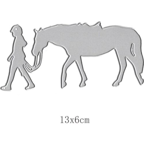 Pulling Horse Metal Cutting Dies Stencil DIY Scrapbooking Album Stamp Paper Card Embossing Crafts Decor