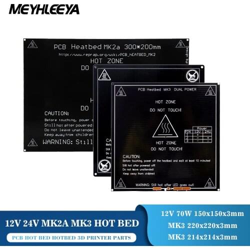 MEYHLEEYA 12V 24V MK2A MK3 Heated Bed PCB Aluminum Heatbed HotBed 3D Printer Part Printing platform hot bed 214x214mm 220x220mm