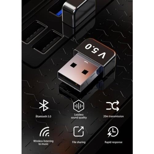 Mini USB Bluetooth-compatible Adapter Computer Blue tooth Transmitter 5.0 Bluetooth-compatible supports mouse keyboard printer