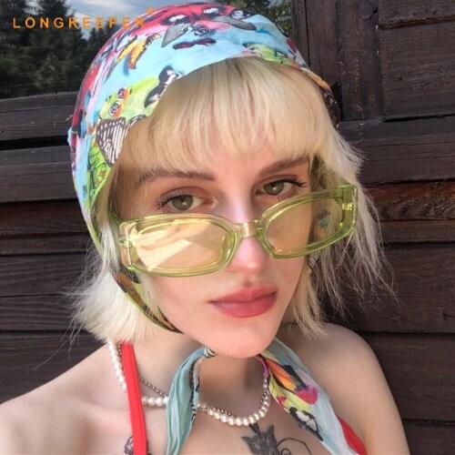 Fashion Rectangle Sunglasses Women Men Brand Design Retro Small Square Sun Glasses Female Green Pink Glasses Vintage Shades