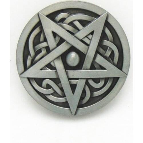 Fashion Western Round Keltic Star Knot Belt Buckle Metal Germanic Style For Men 4cm Wide Belt Men Women Apprael Accessories