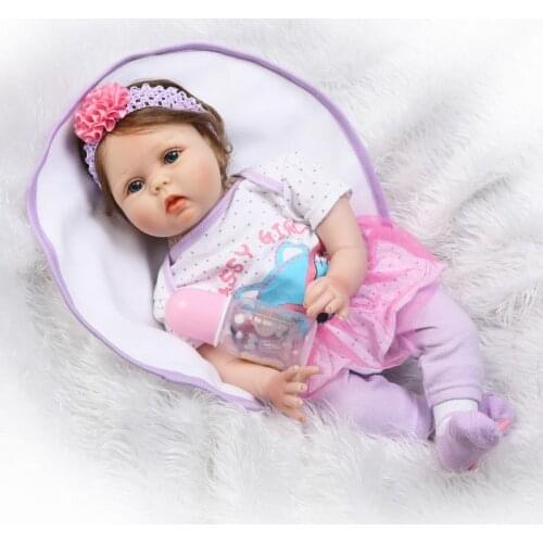 22inch 55cm Soft Cloth Body Silicone Reborn Baby Lifelike Baby Dolls with Fiber Hair Girl Bebe Alive Doll Christmas Gifts