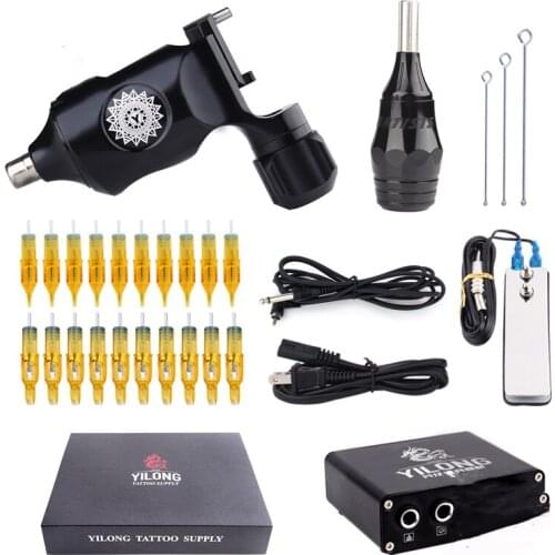 Multi-color Rotary Tattoo Machine Tattoo Kit 1 Set Fine Lining Guns Professional Tattoo Power Box Tattoo Grips Kit Set