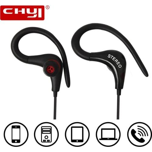 CHYI Bass Earphones Hot Sale Ear Hook Sport Running Headphones For Phones Xiaomi iPhone Samsung IOS Android Phone Headset