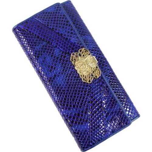 Genuine leather crocodile pattern women hasp long purse 2folder wallets