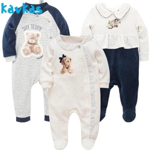 Baby Girls Clothing Spring Autumn Winter Wear Warm Long Sleeve Infant Boys Rompers Bear Printing Newborn Pajamas Bebes Menina
