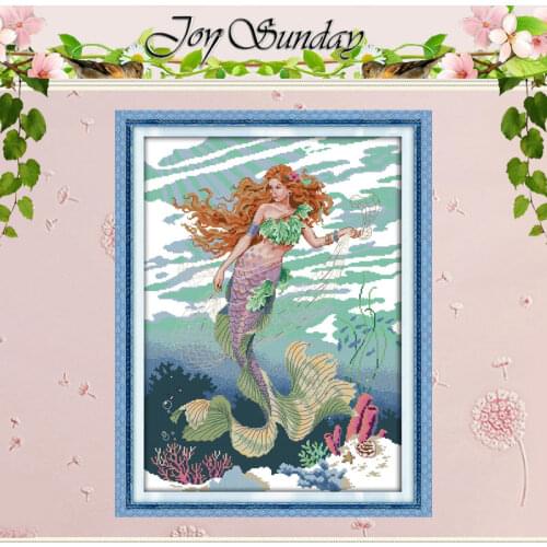 Mermaid (5) painting counted Cross Stitch 11CT 14CT Cross Stitch Set Wholesale Chinese Cross-stitch Kit Embroidery Needlework