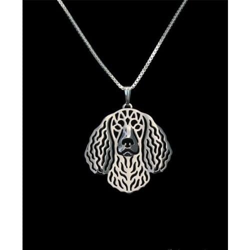 Wholesale Handmade Boho Chic American Water Spaniel Necklace Female/Male Gift Jewelry Pendant--12pcs/lot