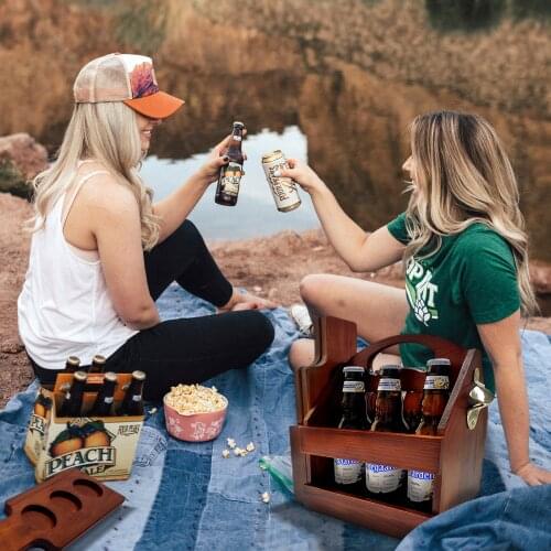 Beer Caddy Bar Tool Picnic Dinner BBQ Tools Wood Portable Wine Basket Beer Basket Wine Rack Storage Beer Carrier Portable