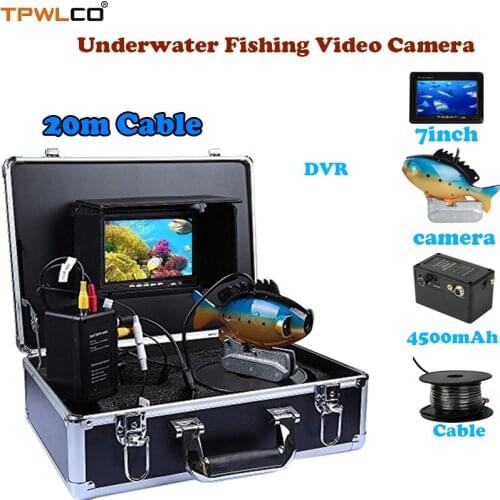 20m Cable 600TVL Underwater Video Camera With 2pcs LEDS 7" Color Monitor Fish Finder CCTV Camera System DVR Recording IP68