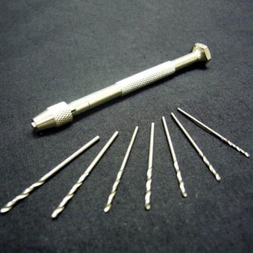 The Precision Small Hand Drill Up To The Model Making Tool and Send 7 Drill Bits 0.9-1.5mm