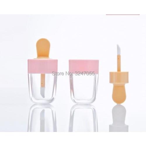 Empty Plastic Cosmetic ice cream Style Lip Gloss Tube, Cartoon Cute Liquid Lipstick Refillable Bottle, Makeup Lip Oil Container