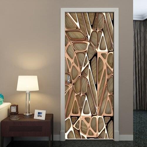 Geometric Pattern Creative DIY Self-adhesive Waterproof Door Sticker Wall Decals Home Decoration Living Room Bedroom Door Mural