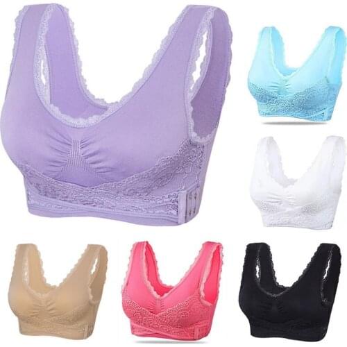 Sexy Ladies Cross Front Buckle Push-up Lace Edge Sports Bra Super Gather Wireless Bra Vest Underwear нижнее белье женское 2021