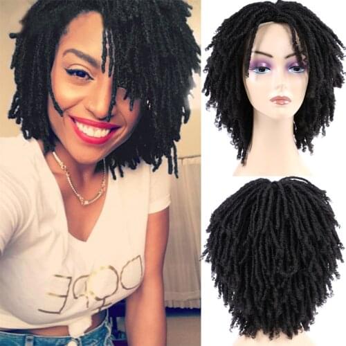 Synthetic Soft Dreadlock Crochet Hair Wig For Black Women Heat Resistant Synthetic Fiber Wig Soft Locs Crochet Hair Short Wigs