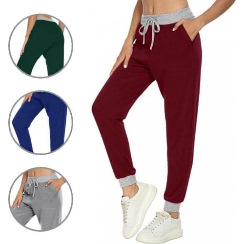Sporty Stylish Drawstring Pockets Sports Pants Women Women Sports Pants Contrast Color for Jogging