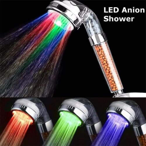 Glowing Shower Light Therapy Shower LED Anion Spa Shower Booster Temperature Control Colorful Hand Shower Head