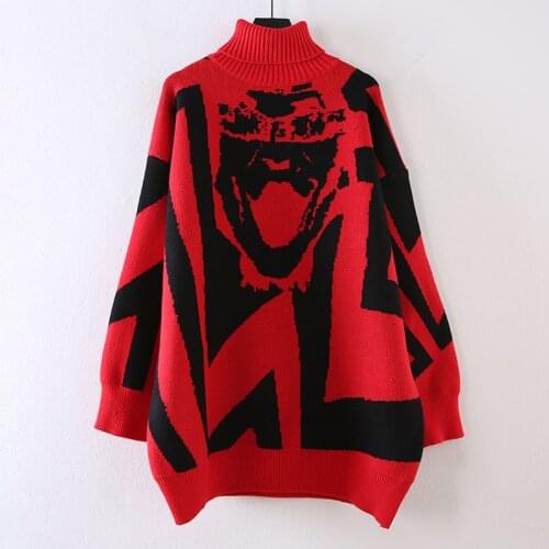 Mid-length turtleneck sweater pullover women loose knit casual inside and outside wear winter new style