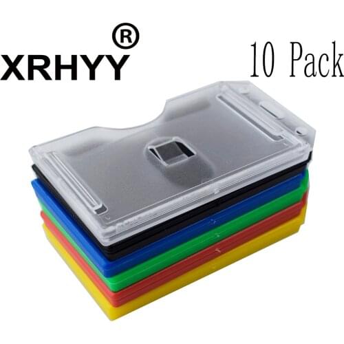 Pack of 10 Heavy Duty Rigid ID Badge Vertica Card Holders 2-Sided Open Faced Rigid ID Card Holder Business Name Card Organizer