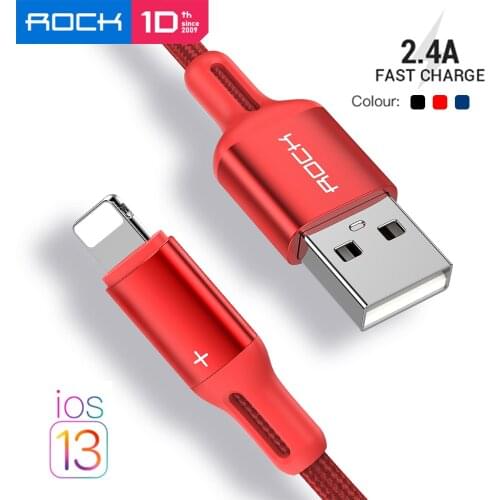 ROCK USB Cable for iPhone 11 Pro Max Xs X 8 Plus Cable 2.4A Fast Charging Cable for iPhone 7 6 SE Charger Cable USB Data Line