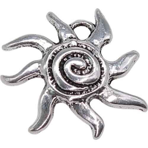 WYSIWYG 10pcs 19x17mm Sun Charm Pendants For Jewelry Making Antique Silver Color Sun Pendants Charm Sun For Jewelry Making