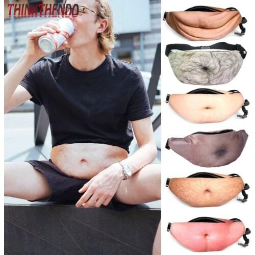 Novelty Fun Men Women Dad Bag Dad Bod Waist Bags Beer Fat Hairy Belly Fanny Pack F3MD