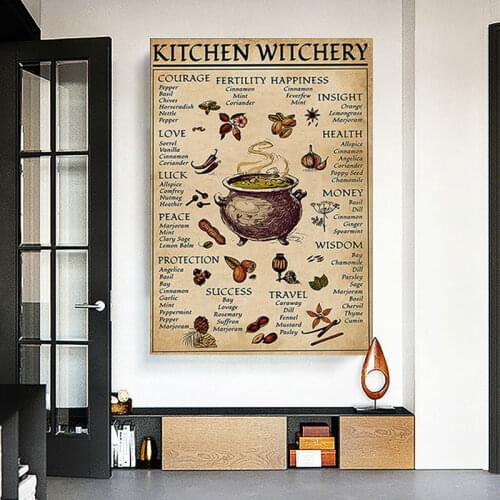 Funny Witchcraft Magic Posters And Prints Retro Style Witch Canvas Painting Hd Printed Wall Art Pictures Home Decoration Mural