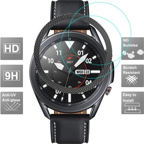 For galaxy watch 3 screen protector + bezel loop Stainless Steel Anti Scratch bezel ring for samsung galaxy watch 3 45mm 41mm