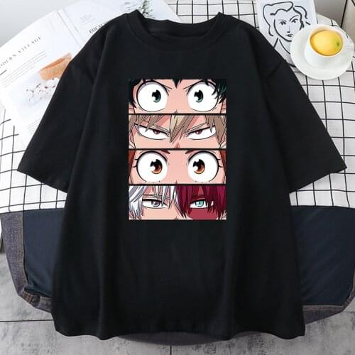 My Hero Academia Harajuku Anime T Shirts Woman Summer Short Sleeve Loose T-shirt Female Casual O Neck Hip Hop Top Tee Shirts