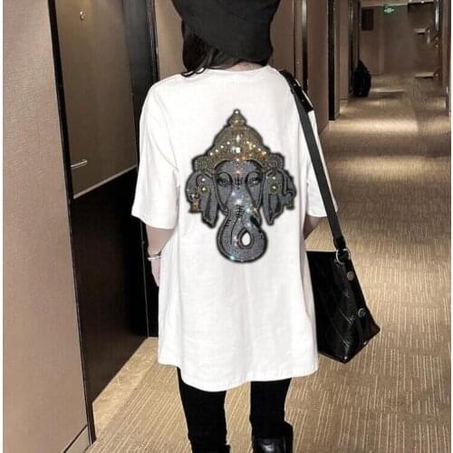 Loose design 2021 New Women Summer Tshirt Casual Hot drill Loose Tee Short Sleeve Tops Casual T-Shirt Women Clothes