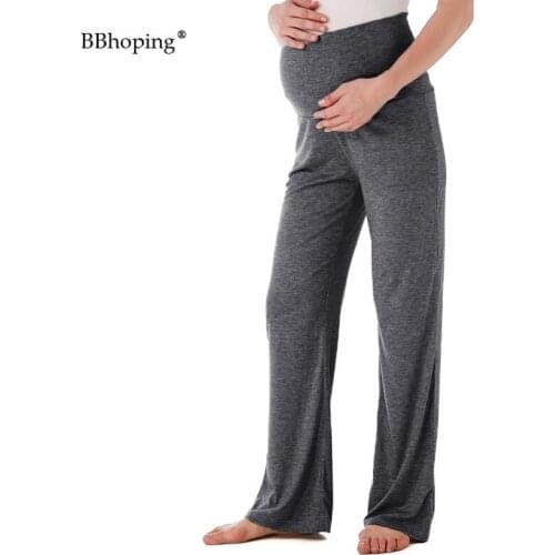 Women Maternity Wide Straight Lounge Pants Versatile Comfy Palazzo Pregnancy Trousers Stretch Casual Plus Size Maternity Clothes