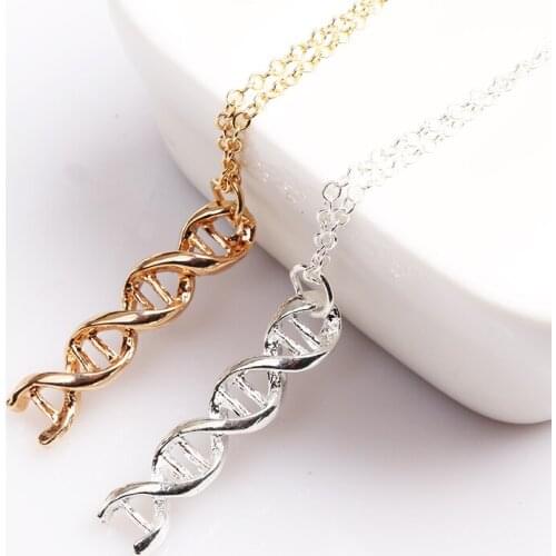 Fashion Chemical Formula Dna Pendant Necklace For Woman Spiral Structure Hollow Pendant Necklace For Girl Decorative Gifts